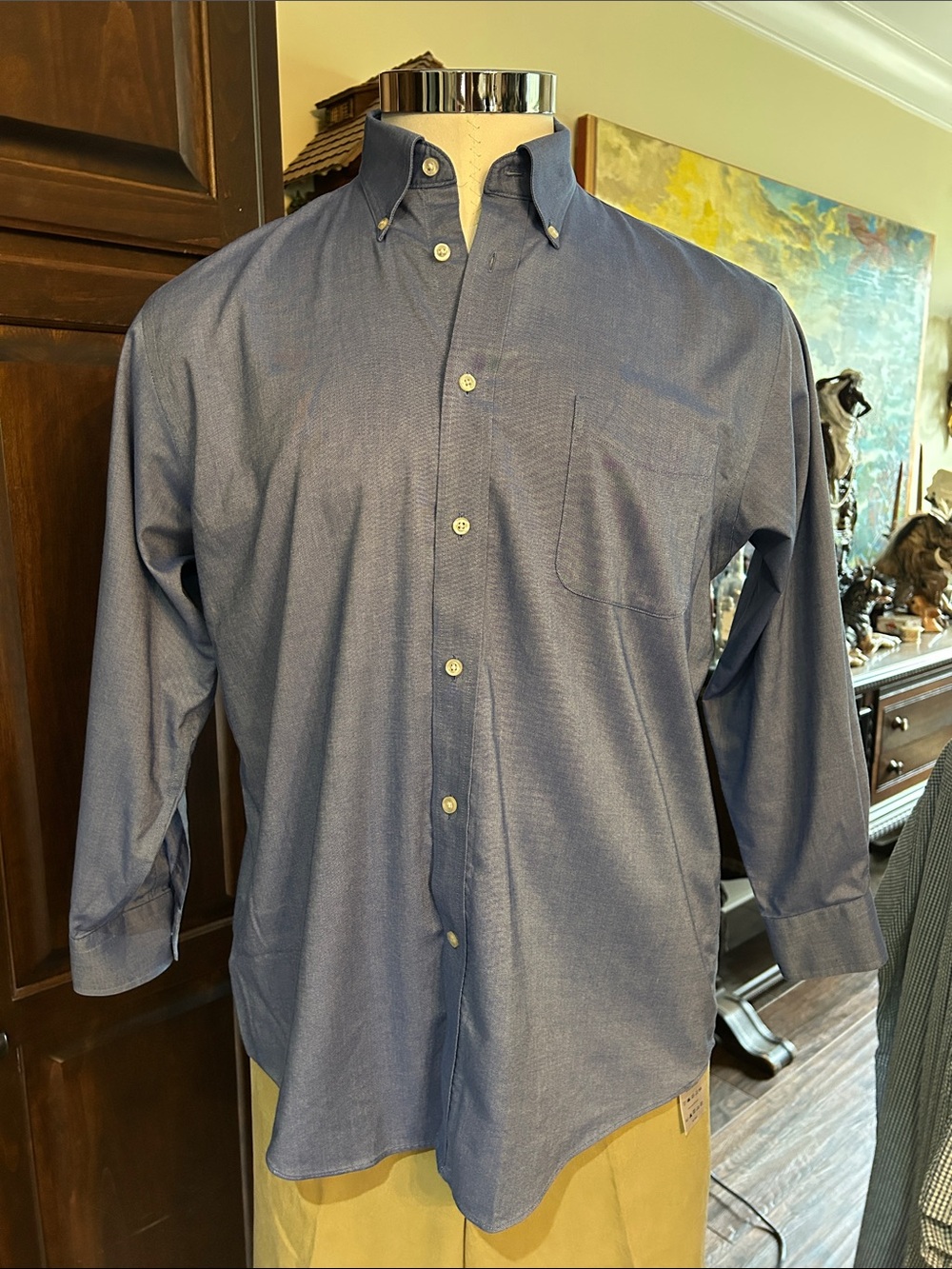 Lands End Sz 16 1/2 Button-Down Dress Shirt - Blue